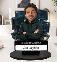 Kişiye Özel Karikatürlü Yazılımcı Masaüstü Ahşap İsimlik Fotoğraflı Yazılım Geliştirici Hediyesi Mesleğe Özel Dekoratif İsimlik Programcı Hediyesi Yazılım Mühendisi Meslek Hediyesi,