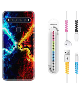 TCL 10L 10 Plus 10SE 20E 20SE 30SE L7 Kılıf Kablo Koruma Spiral Silikon Red Blue Leon 1714