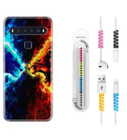 TCL 10L 10 Plus 10SE 20E 20SE 30SE L7 Kılıf Kablo Koruma Spiral Silikon Red Blue Leon 1714