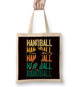 Retro Handball Player Handballer Ball Sports Team Coach Game Bez Çanta Uzun Saplı