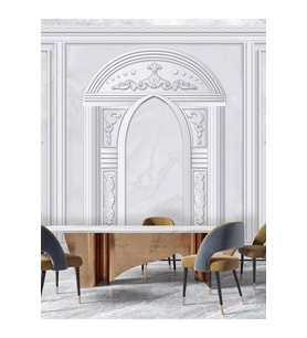 Dreamwall Mermer Çerçeve Desenli Isı Ve Ses Yalıtımlı Sağlıklı Tekstil Duvar Kağıdı (Gri)