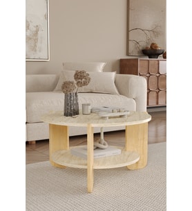 İskandinav Orta Sehpa 72 cm, Raflı Bohem