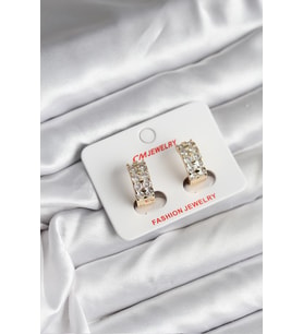 14K Gold Renk Kaplama Zirkon Taşlı CM Kadın Küpe 5886 - GLST7674-3326