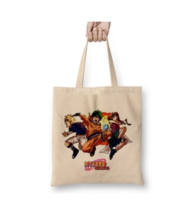 Boku No Hero Academia Naruto Design Beyaz Bez Çanta Uzun Saplı Alışveriş Çantası Plaj Çantası