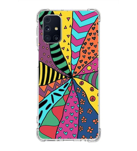 PrintiFy Samsung Galaxy M31s Uyumlu Retro Color 4 Baskılı Şeffaf Köşe Korumalı Antişok Kılıf