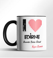 Kişiye Özel Edirne Seninle Daha Güzel Tema Siyah Renk Kupa (Siyah)
