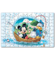 Cakapuzzle Mickey Mouse Donald Duck Tekne  Balık Tutma Puzzle Yapboz MDF (Ahşap) (120 Parça)
