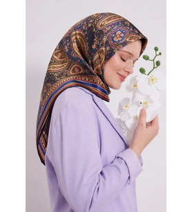 Lesscarves Pamuk İpek Eşarp Etnik Desenli LS2205
