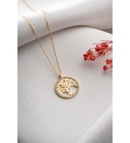 925 Ayar Gümüş Gold Kaplama Hayat Ağacı Kolye