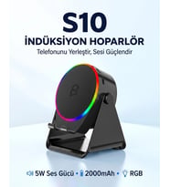 S10 5W Bluetooth + Temasıyla Ses Yükselten İndüksiyon Hoparlör 2000 Mah RGB Işıklı Standlı 5in Speak