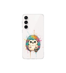 Samsung Galaxy S24 FE ile Uyumlu Splash Kirpi Tasarımlı Şeffaf Silikon Kılıf