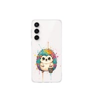 Samsung Galaxy S24 FE ile Uyumlu Splash Kirpi Tasarımlı Şeffaf Silikon Kılıf