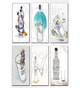 Alkol / Rakı Temalı 6 Parça Tablo Seti