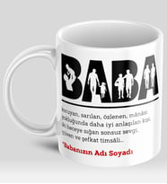 Babalara Özel İsimli Babalar Günü Temalı Kupa Bardak - Babalar Günü Hediyesi