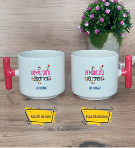Din Kültürü Öğretmeni Kupa Bardak T Kırmızı Kulplu Öğretmenler Günü Hediyesi