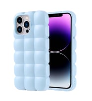 iPhone 14 Pro Max Kılıf Parlak Esnek Silikon Dom Dom Kılıf (Mavi)