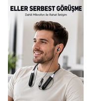 Uzun Kullanım Süreli Bluetooth Kulaklık Boyun Bantlı Mikrofonlu Kablosuz Müzik Ve Görüşme Kulaklığı