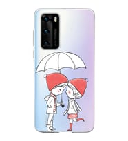 Huawei P40 Uyumlu Kapak Aşk Tasarımlı Şeffaf Silikon Kılıf
