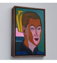 Çerçeveli Ernst Ludwig Kirchner - Ressamın Başkanı Tablosu (Siyah)