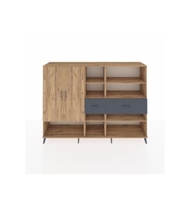 Hyperion Dolap 10 Raflı 2 Çekmeceli 2 Kapaklı 220x44x163 Çam-Çam/Antrasit