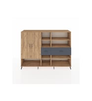 Hyperion Dolap 10 Raflı 2 Çekmeceli 2 Kapaklı 220x44x163 Çam-Çam/Antrasit