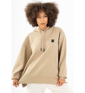 Maraton Comfort Kadın Kapüşonlu Açık Vizon Sweatshirt