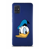 Samsung Galaxy A51 Soft Premier Kapak Donald Duck-B Tasarımlı Silikon Kılıf - Lacivert (Şeffaf)