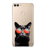 PrintiFy Huawei P Smart 2018 ile Uyumlu 1mm Slim Fit Kedi 3 050d Baskılı Şeffaf  Kılıf