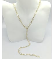 Gold Renk Beyaz Taşlı Y Kolye (42+5 cm)
