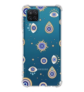 PrintiFy Samsung Galaxy M22 Uyumlu Nazar Boncuğu 5 Baskılı Şeffaf Köşe Korumalı Antişok Kılıf