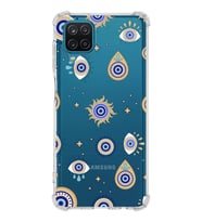 PrintiFy Samsung Galaxy M22 Uyumlu Nazar Boncuğu 5 Baskılı Şeffaf Köşe Korumalı Antişok Kılıf