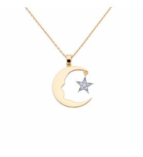 Altın Atatürk Kolye Ay Yıldızlı (Rose & Beyaz)