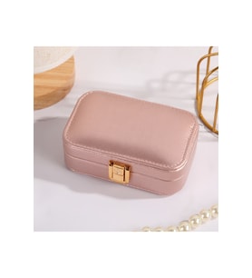 Şık Metalik Pembe Deri Seyahat Takı Organizer, 15 cm Düzenleyici
