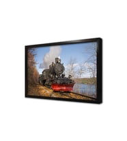 Hareket Eden Buharlı Tren Çerçeveli Cam Tablo
