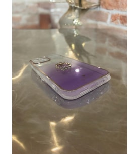 Phone 13 Pro Max Simli yüzüklü  telefon kılıfı (Mor)
