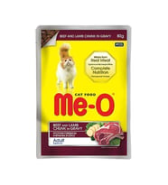 Me-O Pauch Jöle İçinde Parça Dana ve Kuzu Etli Kedi Konserve Mama 80 gr