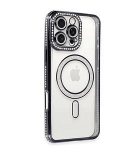Apple İphone 16 Pro Max Kılıf Joke Simli Magneticsafe Kılıf - Gri