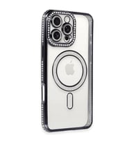 Apple İphone 16 Pro Max Kılıf Joke Simli Magneticsafe Kılıf - Gri