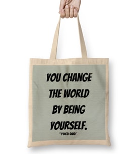 Yoko Ono Quote Lovers Gift Vintage Retro Rainbow Bez Çanta Uzun Saplı