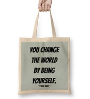 Yoko Ono Quote Lovers Gift Vintage Retro Rainbow Bez Çanta Uzun Saplı