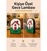 Kişiye Özel İsimli Sevimli Ev ve Kulübe Tasarımlı Gece Lambası Sıcak Işıklı Çocuk Odası Dekoru
