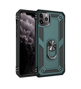Apple iPhone 11 Pro Max Kılıf Sofya Yüzüklü Silikon Kapak - Yeşil