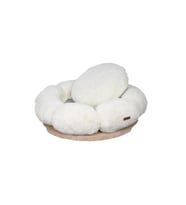 Konforlu Daisy Kedi Köpek Yatağı, 65cm Çap, 15cm Yük, Beyaz