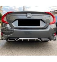Honda Civic FC5 2016-2021 Araca Özel Siyah Gri Difüzör Tırnaklı Kare Egzoz Arka Tampon Eki İthal