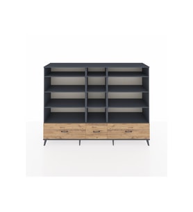 Hyperion Dolap 12 Raflı 3 Çekmeceli  220x44x163 Antrasit-Antrasit/Çam
