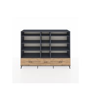 Hyperion Dolap 12 Raflı 3 Çekmeceli  220x44x163 Antrasit-Antrasit/Çam