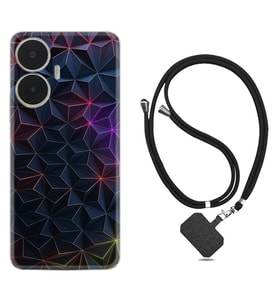 Realme C55 Kılıf Silikon Boyun Askılı İpli Desenli Silikon Renkli Prizmalar 1783
