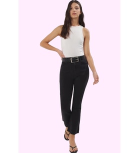 Kadın Yüksek Bel Geniş Paça Denim Pantolon Regular Boy Flare Kesim Günlük Stil Özel Günler (Antrasit)