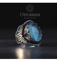 Paraiba Taşlı Gümüş Erkek Yüzük