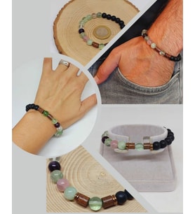 Florit & Oniks Taşı 8mm Unisex Tasarım Bileklik Hawaii Model (4701)